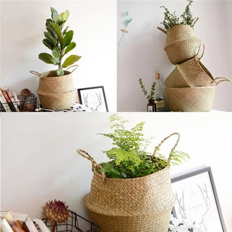 Seaweed Wicker Basket Rattan Hanging Flowerpot Flowerpot Dirty Clothes Dirty Clothes Basket Storage Basket   WF1015