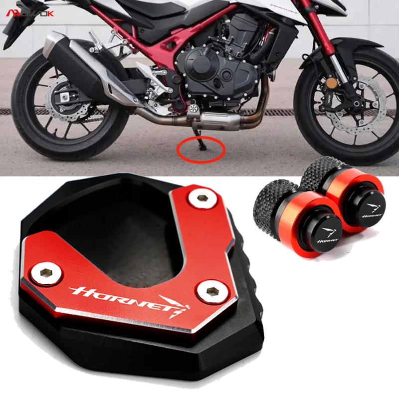 

For HONDA CB750 HORNET CB 750 2023 Motorcycle Accessories Wheel Tire Valve Caps Aluminum Kickstand Foot Pad Side Stand Enlarger
