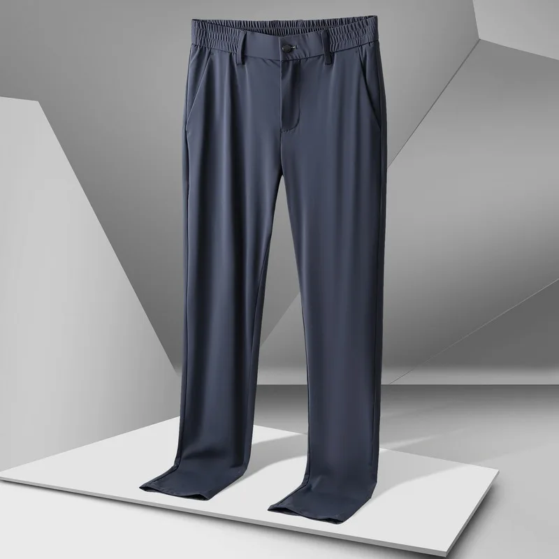 

Casual Pants Men's Spring/Summer Thin High-Grade Draping Anti-Wrinkle Sports Pants Cool Quick-Drying Cropped Trousers