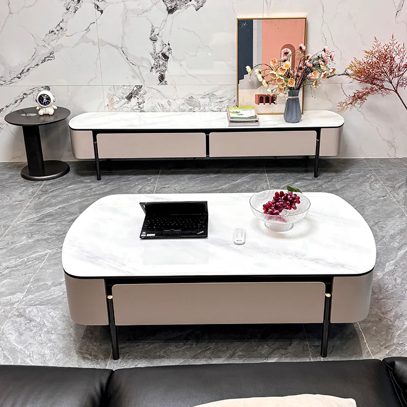 Luxury Oval Coffee Table Set 1