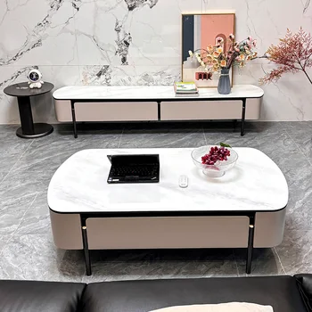 Luxury Oval Coffee Table Set 1