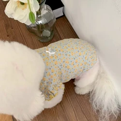 Floral Flying Sleeves Pet Vest - Cute Summer Dog & Cat Apparel - M (Yellow)
