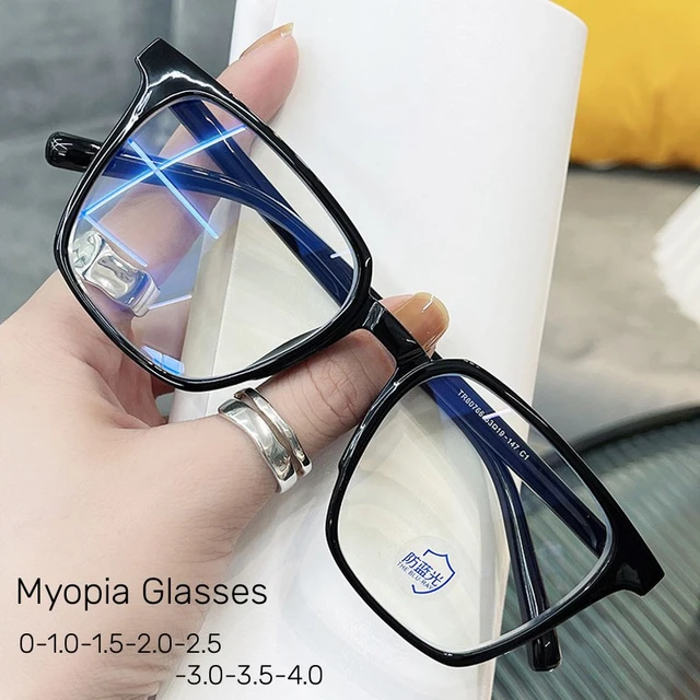 Gafas de miopía cuadradas grandes para mujer, gafas de moda, gafas de vista  cercana para mujer, lentes transparentes Retro, gafas de dioptrías menos -  AliExpress