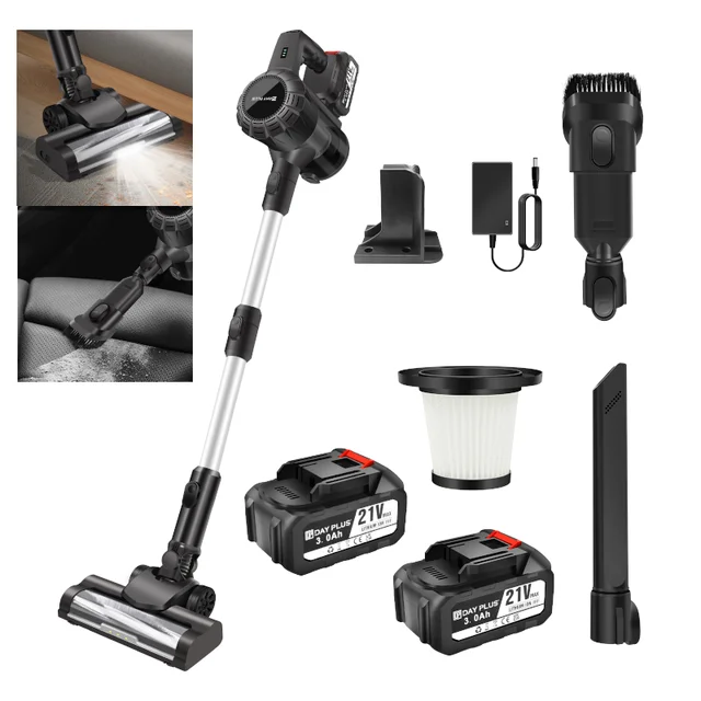 6-in-1 Cordless Vacuum 550W 45KPA｜2 Batteries｜LED Display｜Self-Standing｜Pet Hair/Carpet/Hard Floor (Black) 1