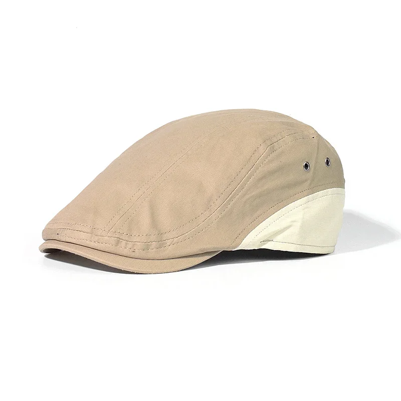 

Spring Autumn Men Women Beret Hat Retro Patchwork Newsboy Hats British Style Sun Protection Flat Hat Adjustable Solid Color Hat