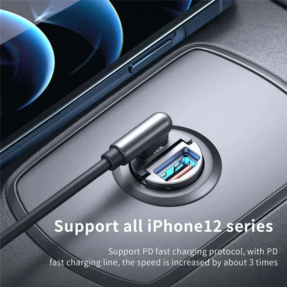 Universal USB Fast Car Phone Charger with Cigarette Lighter Adapter and PD Type-C Port