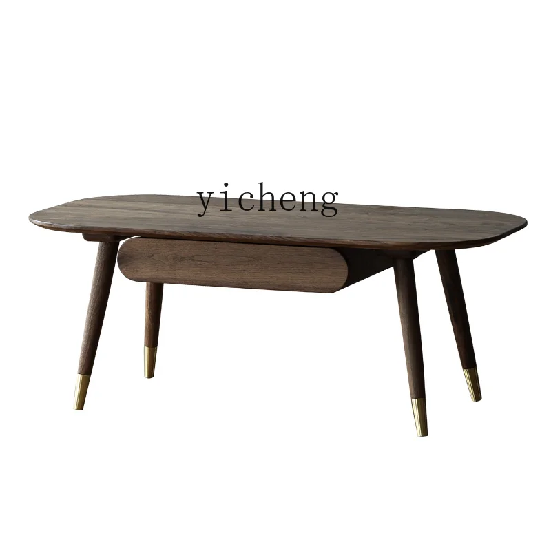 

XL Black Walnut Small Apartment Nordic Style Tea Table Solid Wood Low