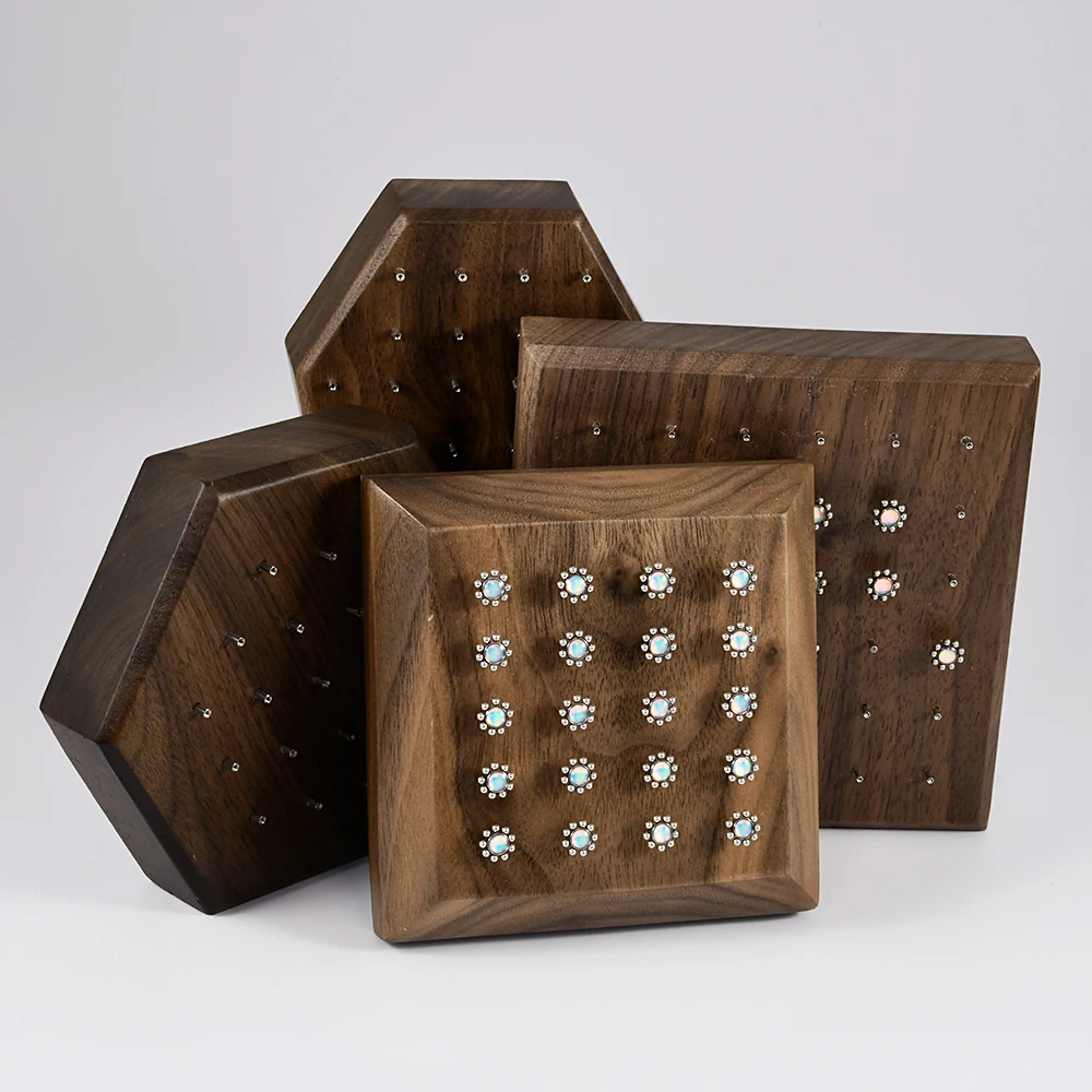 Solid Wood Labret Dermal Anchor Body Piercing Jewelry Top Display Seller Cases Display Tool with Screw Thread