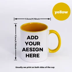 Personalized Photo & Text Mug - Custom Gift - 301 - 400ml (Yellow)