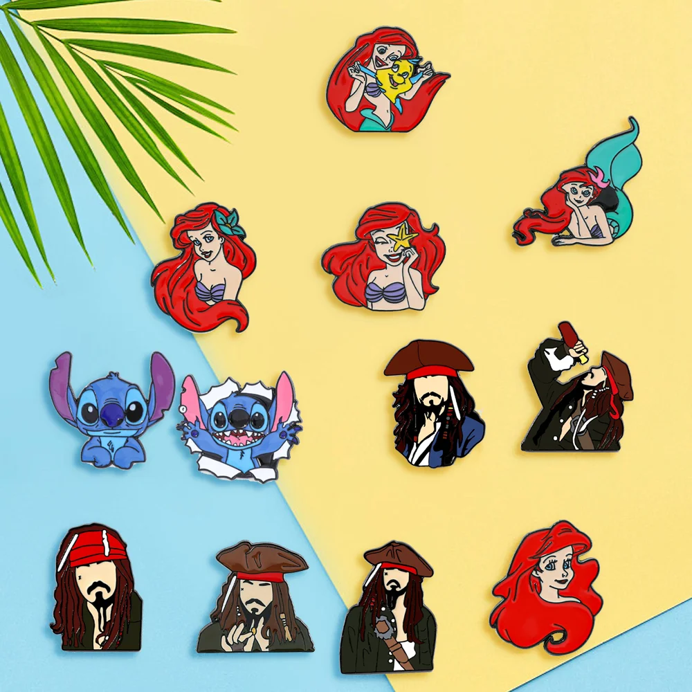 Pins Émail Disney : Ariel, Stitch & Jack Sparrow