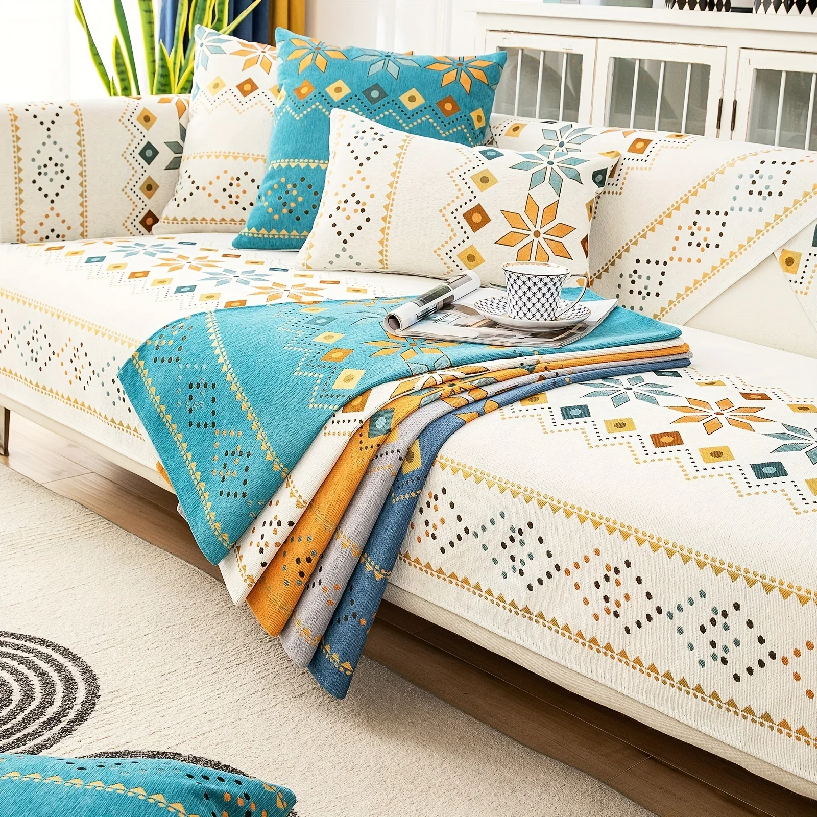 Chenille Sofa Cover Pet-Friendly Non-Slip Durable Bohemian Chenille Sofa Cover Machine Washable Fits All Sizes Home Decor sofa cover