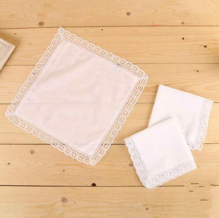 

White Lace Thin Handkerchief Woman Wedding Gifts Party Decoration Cloth Napkins Plain Blank DIY Handkerchief 25*25cm SN4039