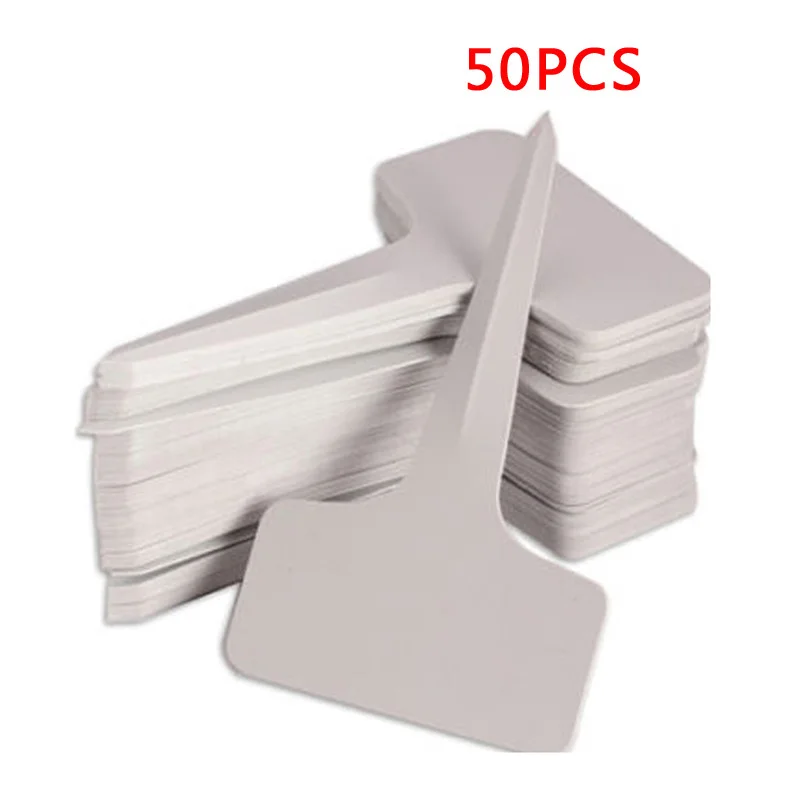 White Plastic PVC T-Type Garden Tags - 50/100pcs 6x10cm Seedling Markers and Decoration Labels