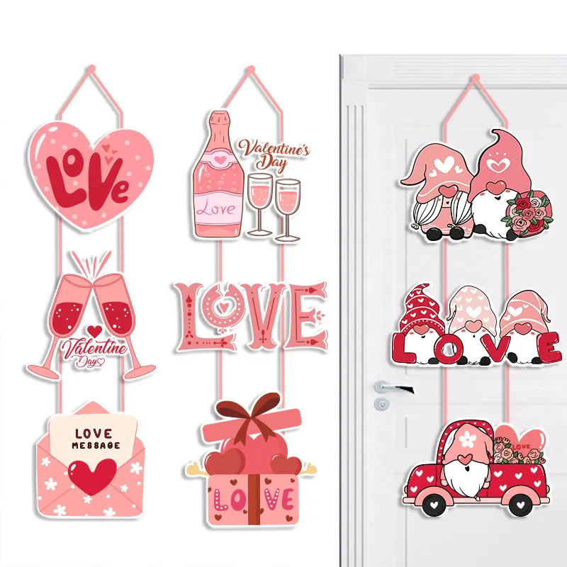 

Valentine'S Day Party Decor Atmosphere Arrangement Pendant Door Hanging Ornament Holiday Home Decor Large Love Gnome Pendant