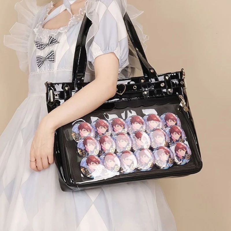 New Original Spicy Girl Cool Ita Bag Large Capacity Transparent Pain Layer Crossbody Bag Love Chain Ulzzang Shoulder Bag Handbag