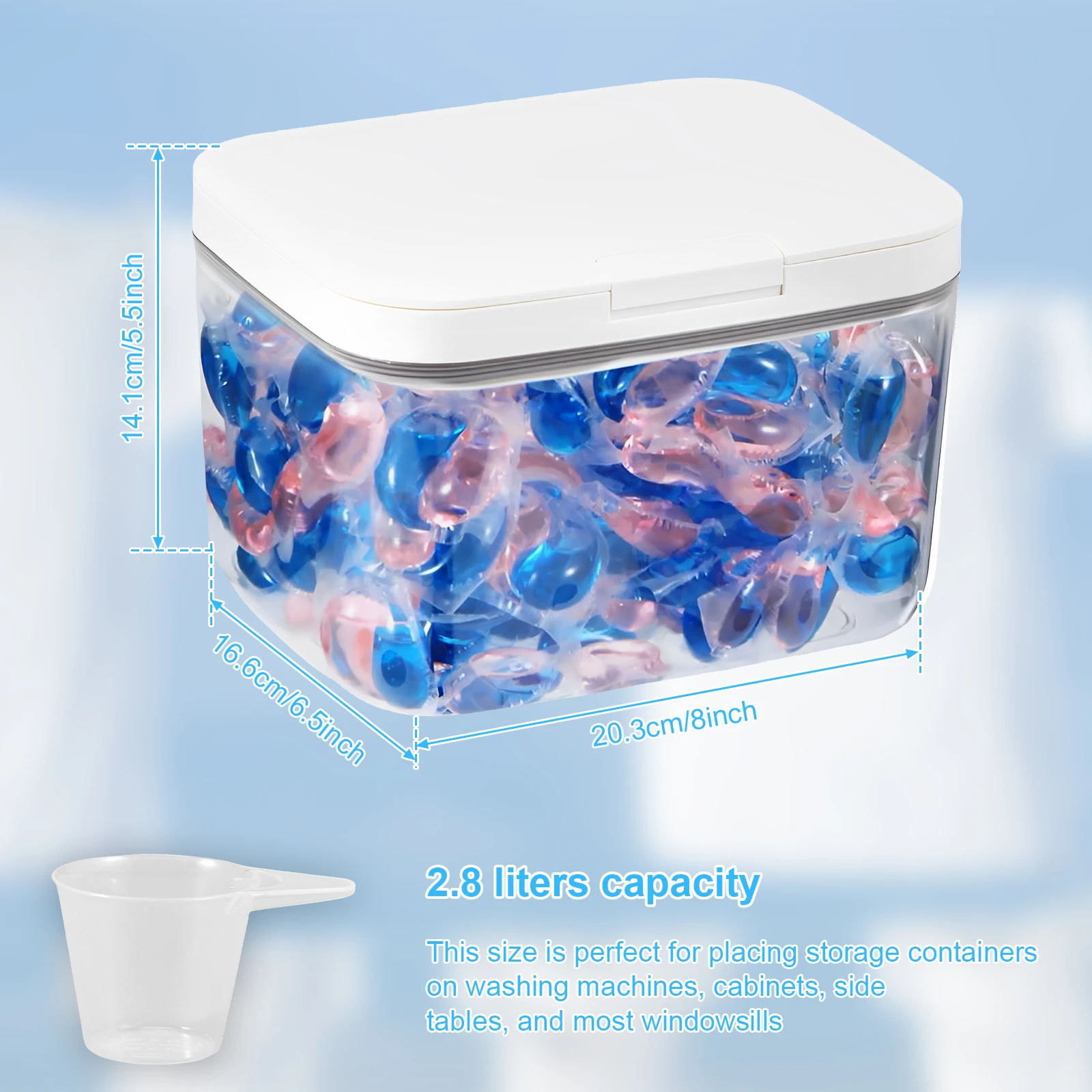 Enhanced Laundry Pod Organizer with Auto Pop-Up Lid - Large Capacity Sealed Storage