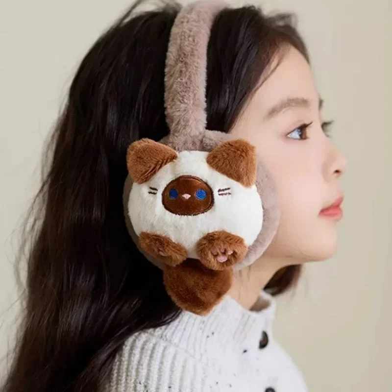 Kawaii Winter Plush Cat Earmuffs Child Warm Cute Cartoon Adult Ear Protection Adjustable Earflap Outdoor Windproof EarCover Gift