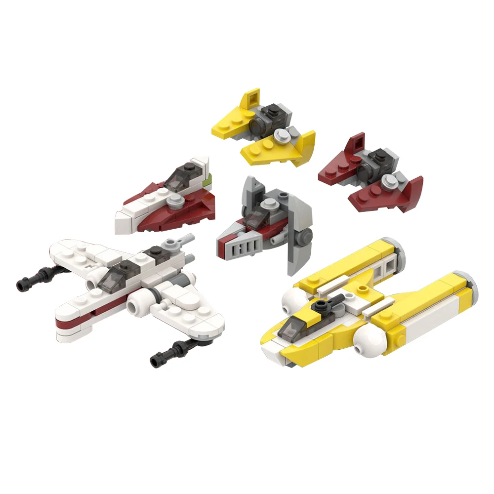 Gobricks Moc Space Micro Republic Starfighters Astronave Building Blocks Planet Empire Tie Fighter Model Toys Regalo Per Bambini Fai Da Te