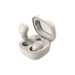 Compact Wireless Bluetooth Earbud - Invisible HD Bass Headphone for Sleep, Work, Sport, and Gaming (Beige)