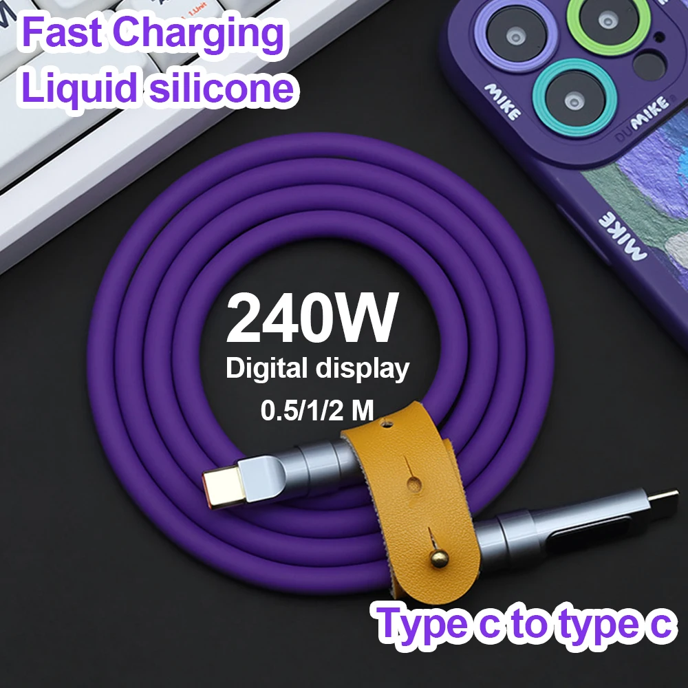 240W 액상 실리콘 디지털 디스플레이 USB C to Type C 케이블 고속 충전 케이블 데이터 코드 아이폰 15 16 17 Pro 노트북 삼성용