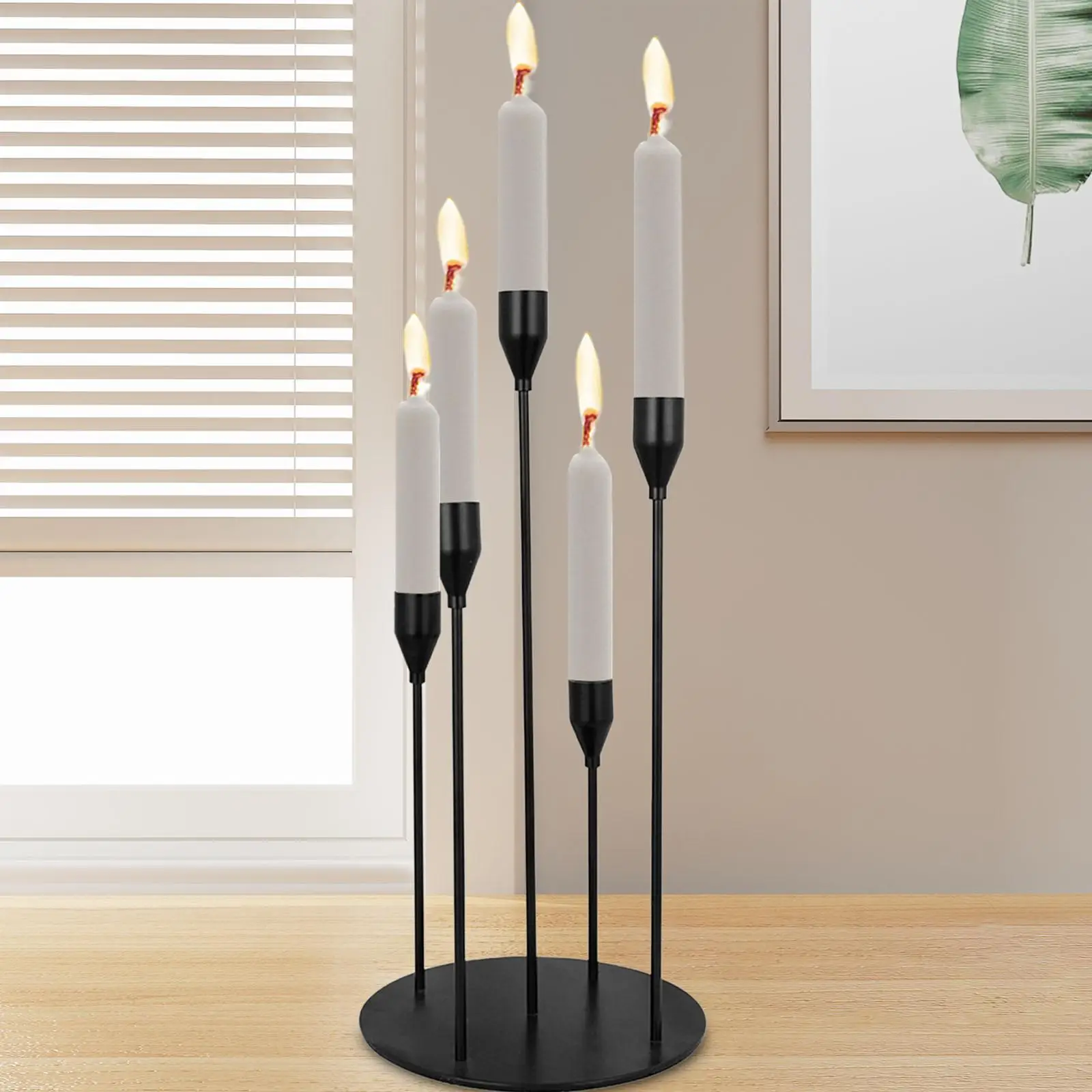 Metal Candlestick Taper Candle Holder 18x37.5cm/7x15inch Traditional with 5