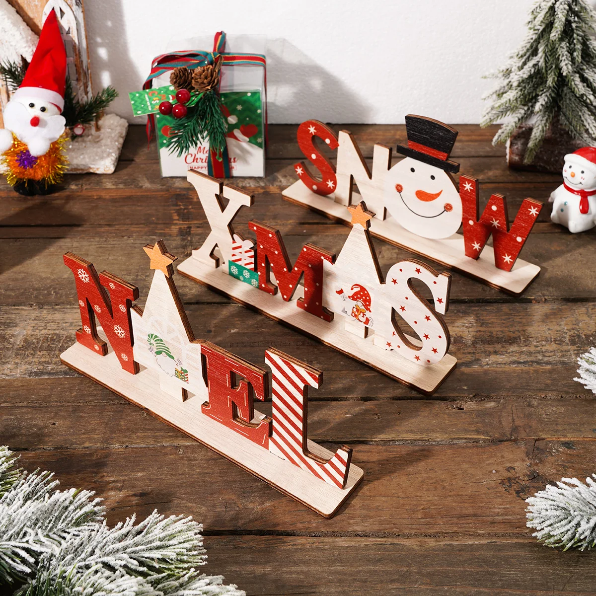 1PC, wooden Christmas letter decorative item, suitable for Christmas decorative items