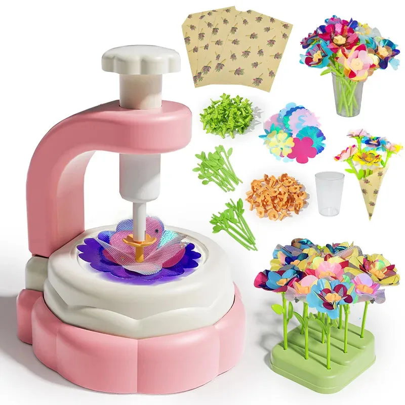 Fabric Flower Bouquets Toys DIY Craft Kits Toys for Kids Handmade Flowers Market Toy Girls Christmas Birthday Gift