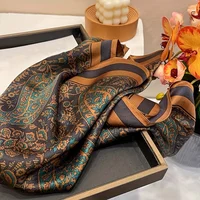 Flower Silk Square Scarf Women Satin Shawl Wrap Hijab Female Hair Band Wrist Luxury Headkerchief 70*70cm Echarpe 2024 Bandana 3