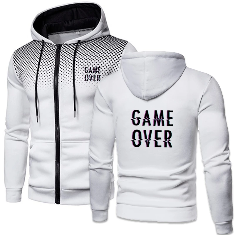 Hoodies Men Printed Hooded Sweatshirt Casual Autumn Winter Men Clothing Zip Hoodie Sweater