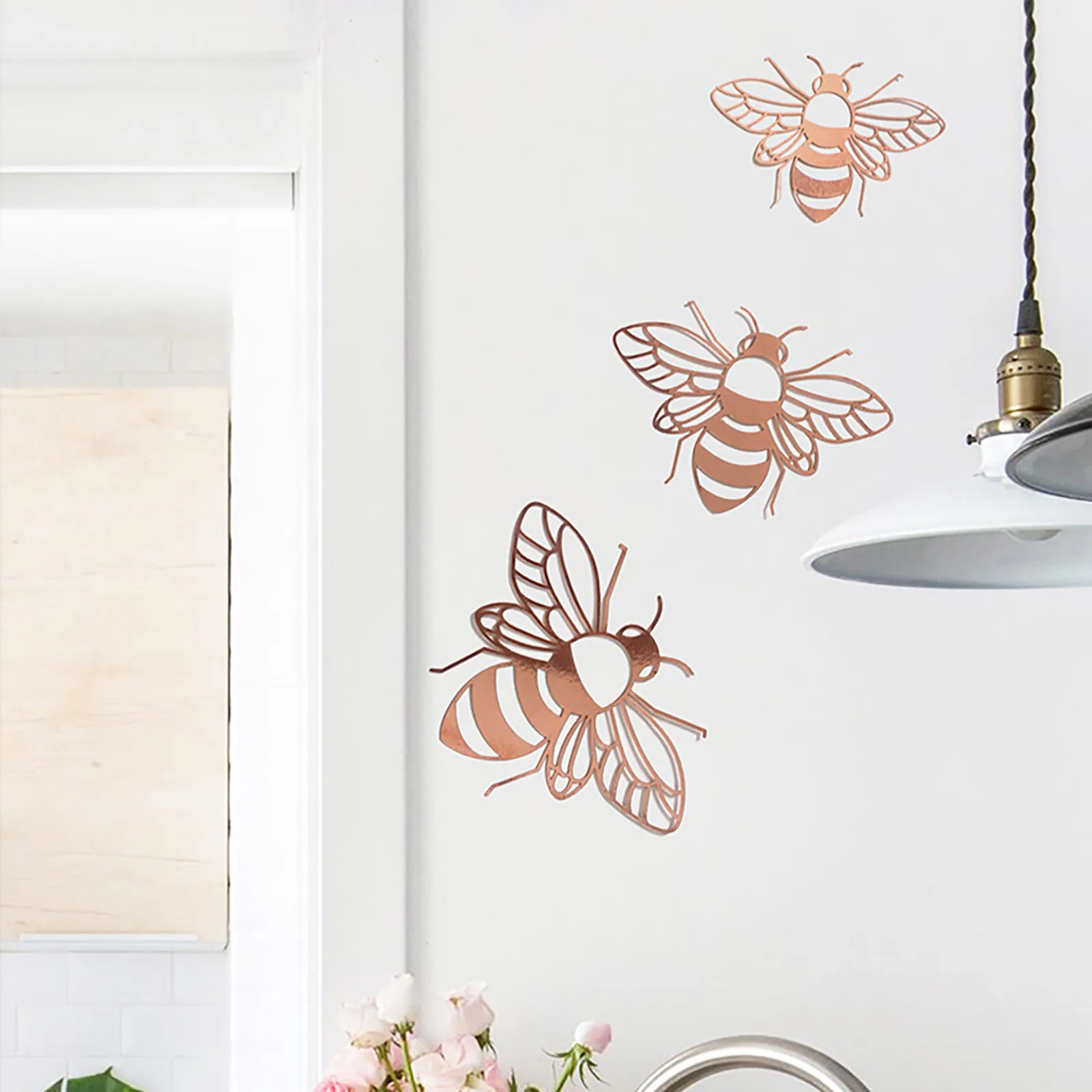 12PCS Hollow Bee Wall Stickers Home Decoration Festive Party Arrangement Window Decals