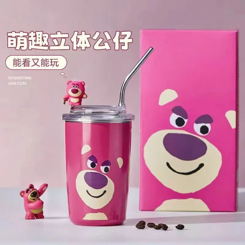 

Lotso kawaii sippy чашка Disney мультфильм периферийная нержавеющая сталь милая кофейная чашка офис студенческий стиль пара термос чашка подарок