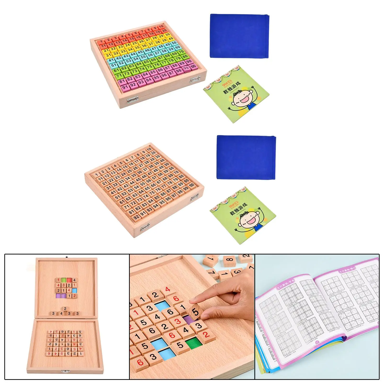 1-100 Digital Math Learning Toy Educational Montessori Toys Train Logical Wooden Sudoku Board for Birthday Gift Kids Children 2