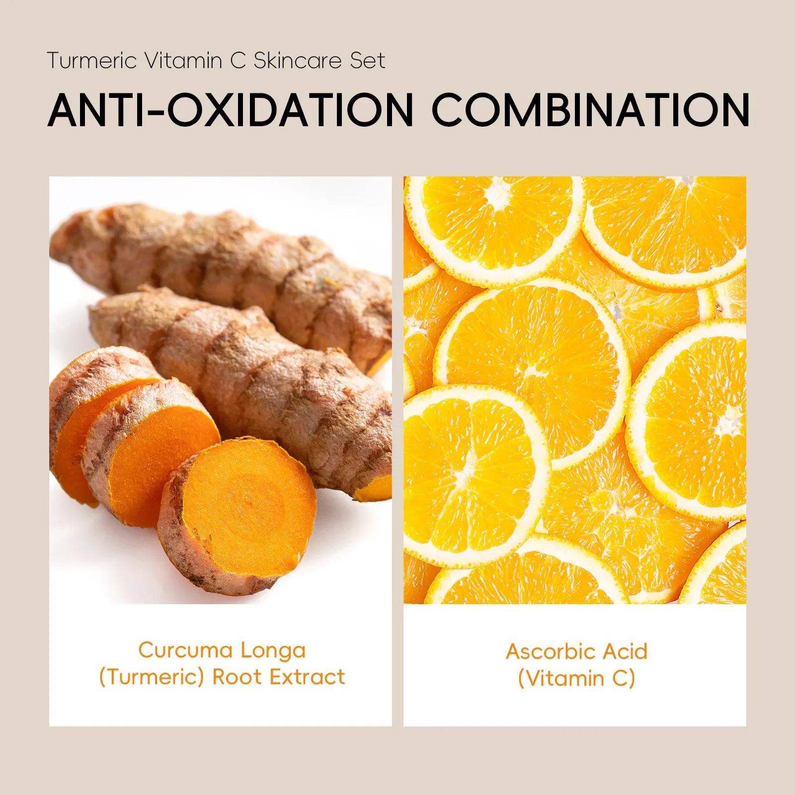 Quiyum 5PCS Set Facial Moisturizer-Turmeric & Vitamin C Skin Care for Brightening Hydrating-Anti-Aging Beauty Essentials