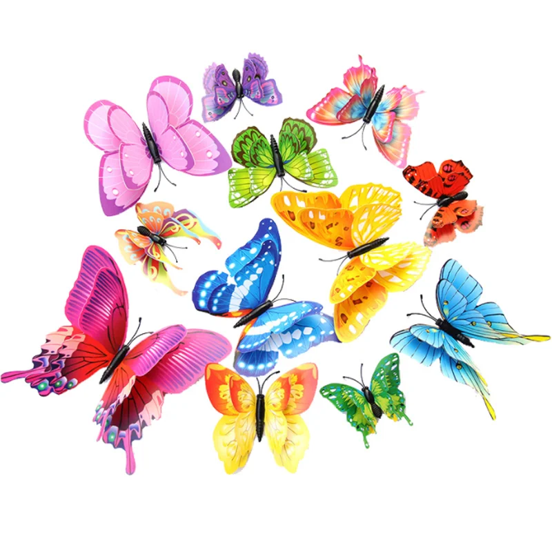 

3D Double Layer Simulation Butterfly Creative Home Background Butterfly Stickers Children Room Wall Decoration DIY Wall Stickers