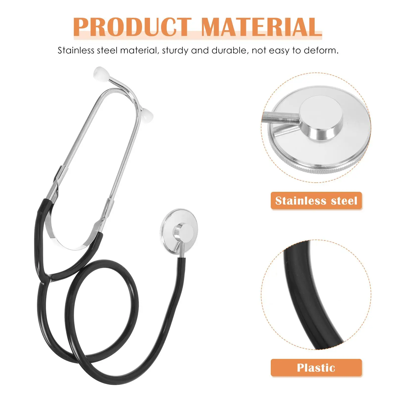 Veterinary Stethoscope Stainless Steel Lightweight Portable Closed Earplugs Clear Sound Transmission Livestock