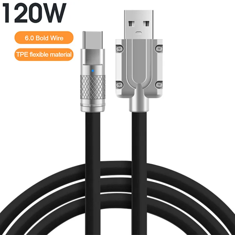 120w 6a Fast Charge Liquid Silicone Cable Typec Charger Data Cable For