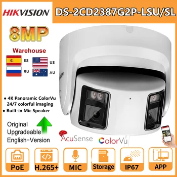Hikvision 8MP Panoramic ColorVu Turret IP Camera DS-2CD2387G2P-LSU/SL 4K Security Double Lens Color Night Built-in Mic Speaker 1