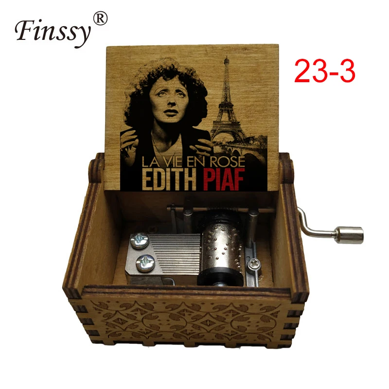 Hand Edith Piaf print France La Vie En Rose Wooden Music Box Musical Theme Song Caixa De Musica Party Casket large stock