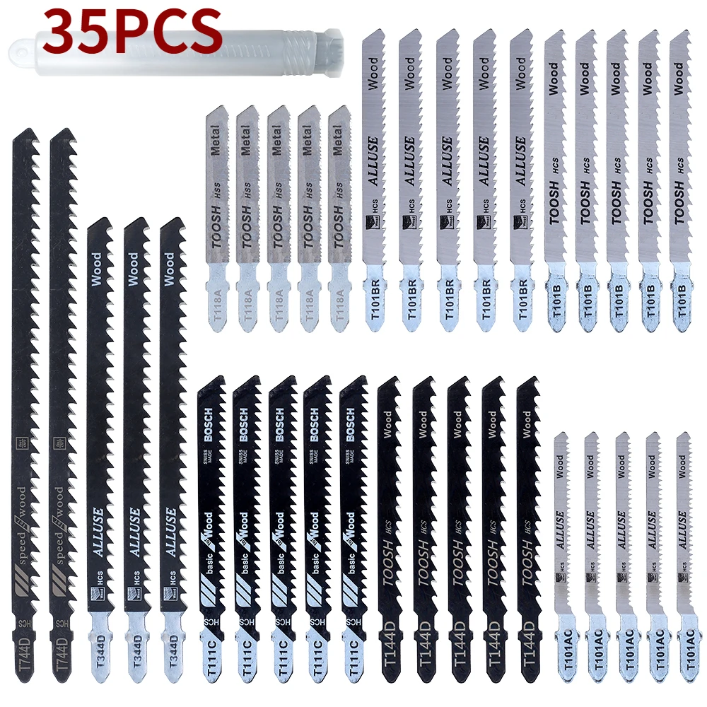 Jig Saw Blades 35/40Pcs Jig Saw Blade Stainless Steel Jigsaw Blade Set T744D/T344D/T101B/T111C/T144D/T101AO/T118A/ T101BR Woodworking Saw