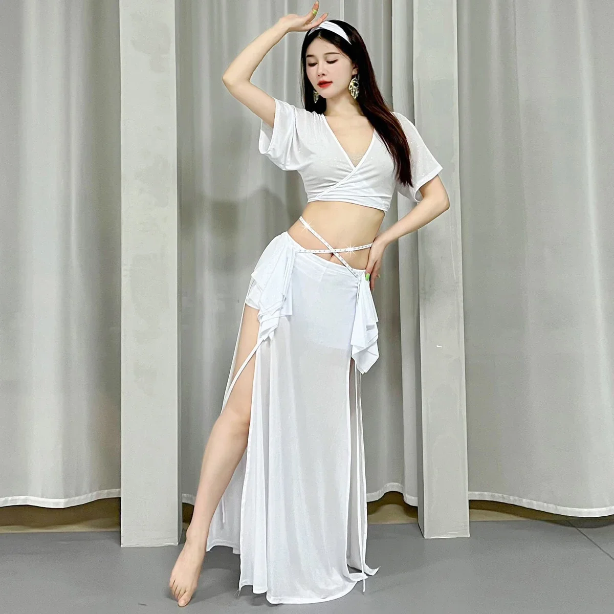 Dancer Original  Design Belly Dance Clothes Women Summer Mesh Practice Clothes Set Business Attire Tops and skirts for Women