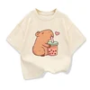 Capybara Kids Clothing Tees Summer Printed Cartoon Fashion Short Sleeve Girls T-shirt Popular Design Children's T Shirts O-neck 2