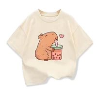 Capybara Kids Clothing Tees Summer Printed Cartoon Fashion Short Sleeve Girls T-shirt Popular Design Children's T Shirts O-neck 2