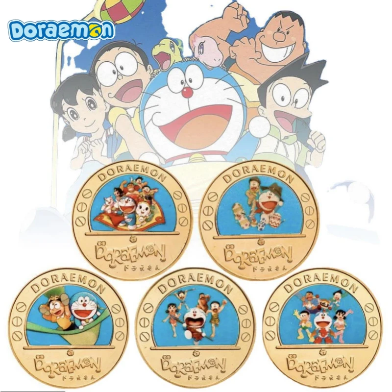 Памятные монеты Doraemon, мультяшный нобита ноби, коллекция удачных монет, коллекционные монеты, игрушки, украшение для дома, поделки, подарки для детей на день рождения