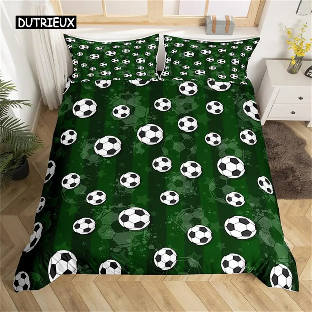 

Boys Or Girl 3D Football Duvet Cover Set Comforter Cover Ball Sport Theme Bedding Set Single Twin For Kids Teens Gift Bedroom