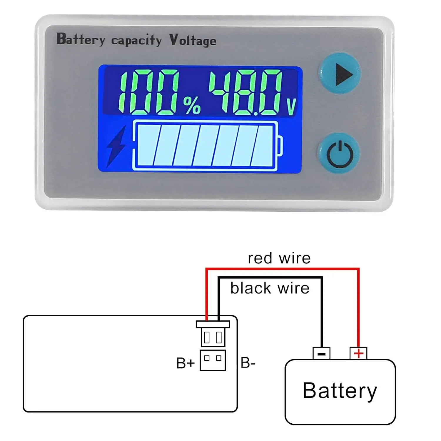 5pcs Battery Monitor Meter Tester LCD Acid Lead Lithium Battery Capacity Indicator 10-100V Digital Voltmeter Voltage Tester