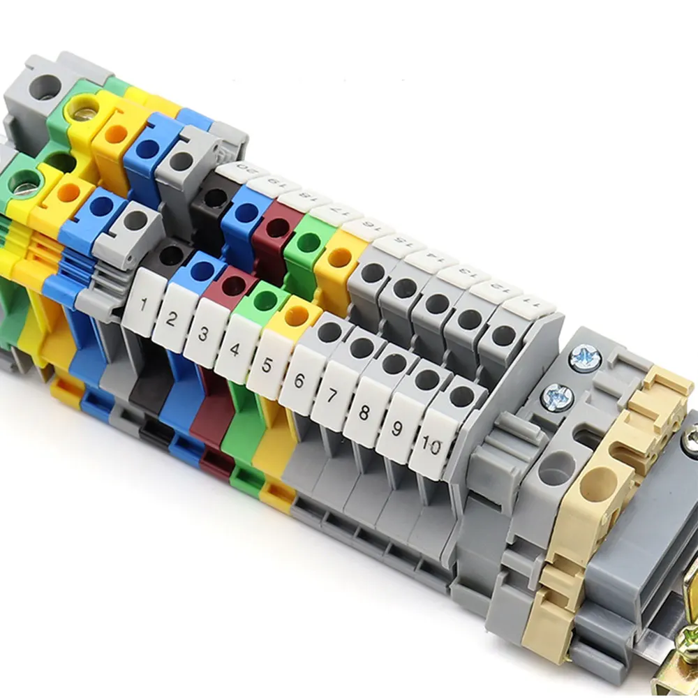Din Rail Terminal Blocks Wire Electrical Conector Terminal Connector Screw Cable Strip Power Distribution Block 4PCS UK-2.5B/10N
