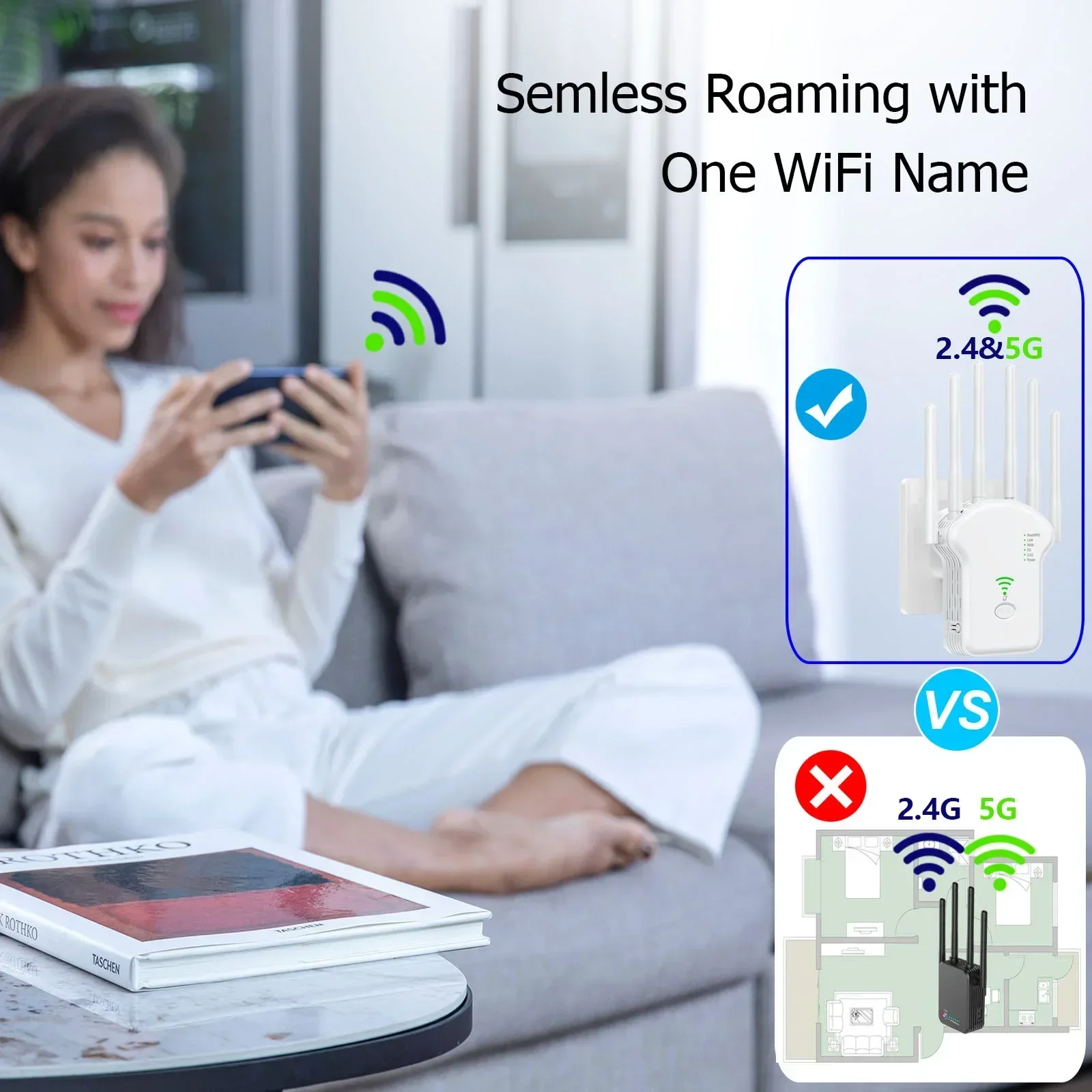 Repetidor Wifi 1200mbps 2.4g 5g Signal Cover Extender High Gain Amplificador de Rede de Antenas Range Signal Booster - Imagem 4