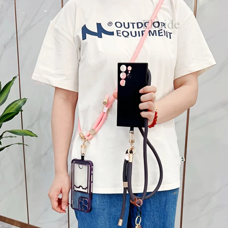 Adjustable Detachable Neck Cord Lanyard with Carabiner and Card Holder, 150cm Length