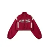 American Retro Spice Girls Tide Brand Short Trench Coat Women Y2K High Waist Motorcycle Wind Red High Street Baseball Uniform