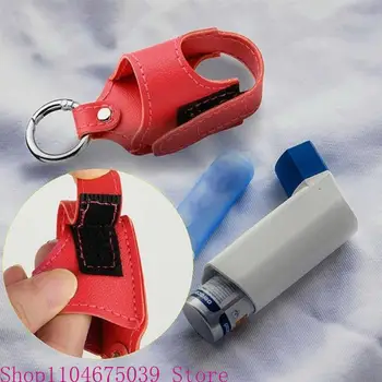 5asd Stylish PU Leather Inhaler Case with Metal Buckle Portable Sprayer Holder for Easy Attachment to Bags Belts or Keys